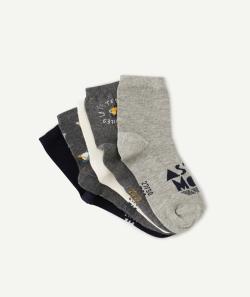 Lot de 5 paires de chaussettes garçon bleu foncé gris et écru - 27-30