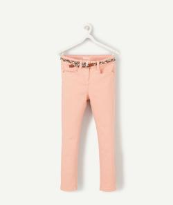 Pantalon skinny fille rose avec ceinture tressée - 7 A