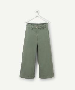 Pantalon large fille en fibres recyclées kaki - 2-3 A