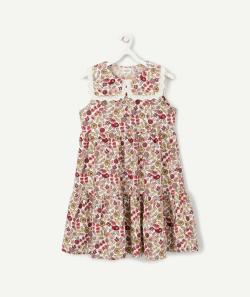 Robe fille en viscose responsable fleurie avec col claudine - 5 A