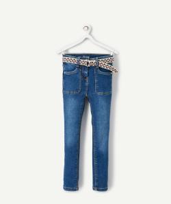 Jean skinny fille en denim brut low impact avec ceinture tressée - 12 A