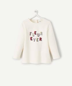 T-shirt bébé fille en coton bio écru avec message brodé - 6 M