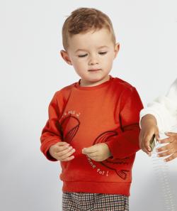 Sweat bébé garçon en fibres recyclées rouge avec animaux - 12 M