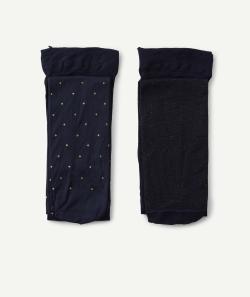 Lot de 2 paires de collants en voile bleu marine fille - 31-34