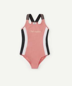 Maillot de bain fille avec bandes et message couleur dorée - 4 A