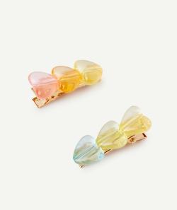 Lot de 2 barrettes bébé fille avec coeurs colorés transparents - TU