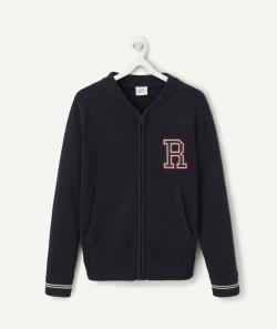 Gilet garçon bleu marine avec lettre brodée - 6 A