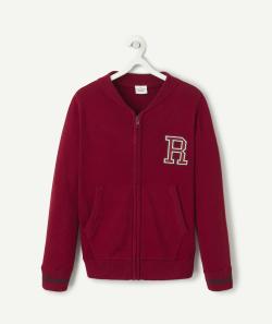 Cardigan zippé garçon bordeaux avec lettre brodée - 12 A