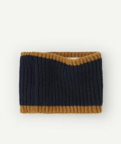 Snood tricot bébé garçon en fibres recyclées bleu marine et marron - 12-24M