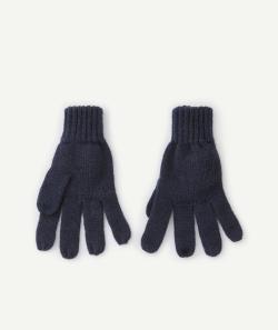 Gants tricot garçon en fibres recyclées bleu marine - 2-4 A