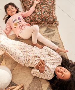 Pyjama fille en coton bio rose avec message et motifs champignons - 8 A