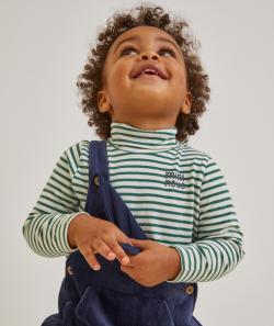 Sous-pull bébé garçon en coton bio imprimé à rayures vertes - 12 M