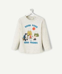 T-shirt bébé garçon gris moucheté thème camping - 12 M