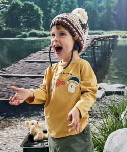 T-shirt manches longues bébé garçon en coton biologique jaune - 18 M