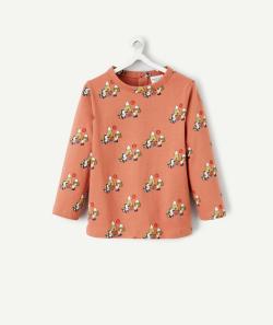 T-shirt bébé garçon en coton bio rouille imprimé avec écureuils et montagnes - 6 M