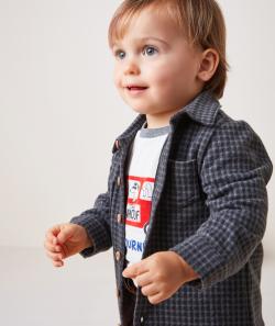 Chemise à carreaux bébé garçon gris et noir avec poches - 18 M