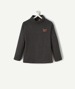 Sous-pull col roulé bébé garçon gris foncé avec message - 6 M