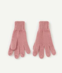 Paire de gants fille en fibres recyclées rose poudré - 2-4 A