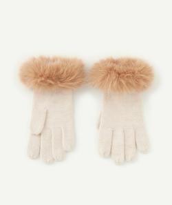 La paire de gants fille en fibres recyclées écru avec détails pailletés - 6-8 A