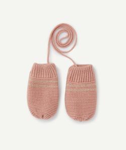 Moufles bébé fille en fibres recyclées rose et détails pailletés - 12-24M