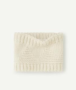 Snood tricot bébé fille en fibres recyclées blanc et pailleté - 3-9 M