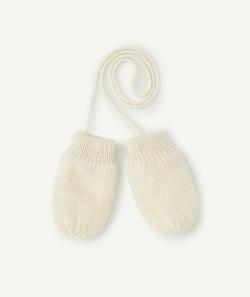 Moufles bébé fille en fibres recyclées beiges et pailletées - 12-24M