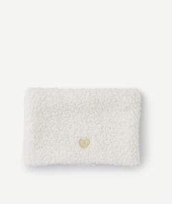 Snood bébé fille en sherpa blanc avec coeur brodé - 12-24M
