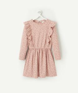 Robe fille rose imprimé fleuri et détails volantés - 2-3 A