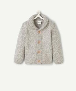 Gilet bébé garçon en tricot gris chiné avec boutons - 3 M