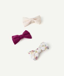 Lot de 3 barrettes bébé fille écru violet et blanc avec imprimé fleuri - TU