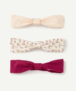 Lot de 3 bandeaux bébé fille écru violet et blanc avec imprimé fleuri - 24-36M