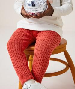 Legging bébé fille en tricot orange - 36 M