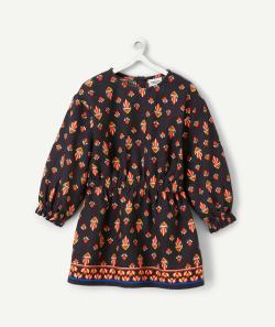 Robe bébé fille en coton noir et imprimée avec motifs rouges - 36 M