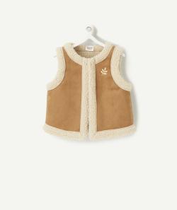 Gilet sans manches bébé fille en mouton beige et marron - 12 M