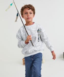 Sweat manches longues garçon en fibres recyclées gris chiné - 2-3 A