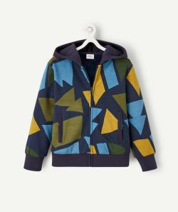 Sweat à capuche zippé garçon en fibre recyclées imprimé coloré - 2-3 A