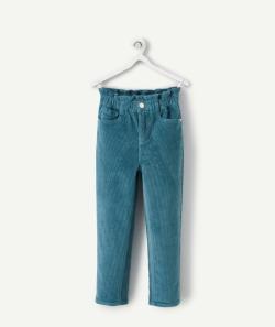 Pantalon velours côtelé fille en coton biologique bleu - 6 A