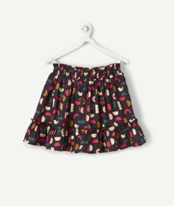 Jupe short à volants fille en coton et imprimé avec motifs colorés - 14 A