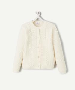 Cardigan fille tricot écru en fibres recyclées - 14 A