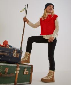 Pantalon skinny fille en velours noir avec ceinture marron - 4 A