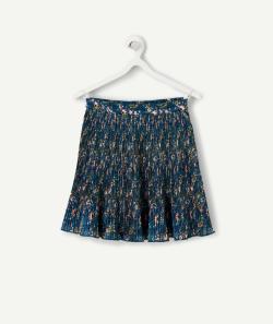 Jupe courte fille en fibres recyclées plissée et imprimée fleurie - 4 A