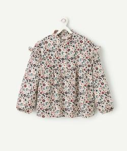 Blouse fille en coton bio beige et imprimée avec motifs lunes - 4 A