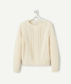 Pull fille en fibres recyclées écru avec détails brillants - 2-3 A