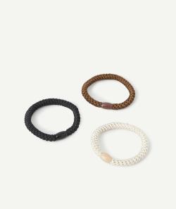 Lot de 3 chouchou fille tressés noir marron et blanc - TU