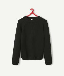 Pull tricot mixte en fibres recyclées noir - XXS