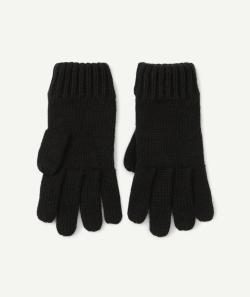 Gants en tricot garçon en fibres recyclées noirs - TU