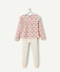 Pyjama fille en coton biologique blanc et rose pâle thème fleurs - 8 A