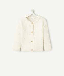 Cardigan bébé fille en maille ajourée écru - 3 M