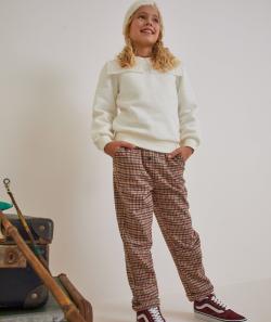 Pantalon à carreaux fille en fibres recyclées coupe droite - 4 A