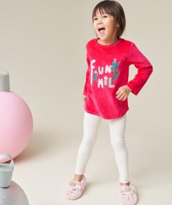 Pyjama en velours fille en fibres recyclées rose - 8 A